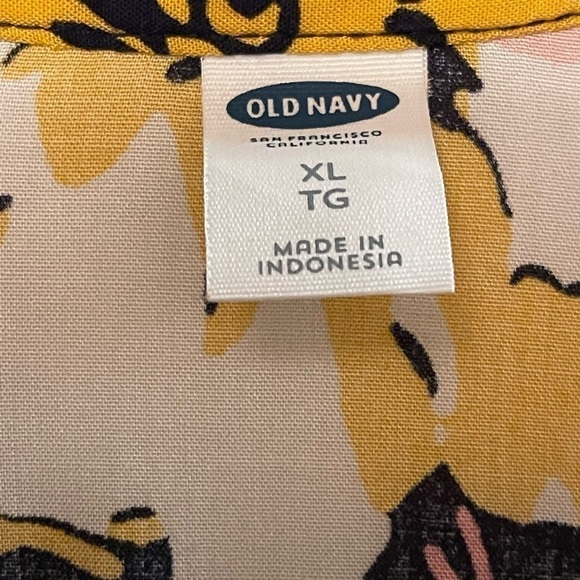 Old Navy Multicolored Lace-up Front Babydoll Tunic Blue Floral dress XL - Picture 8 of 9